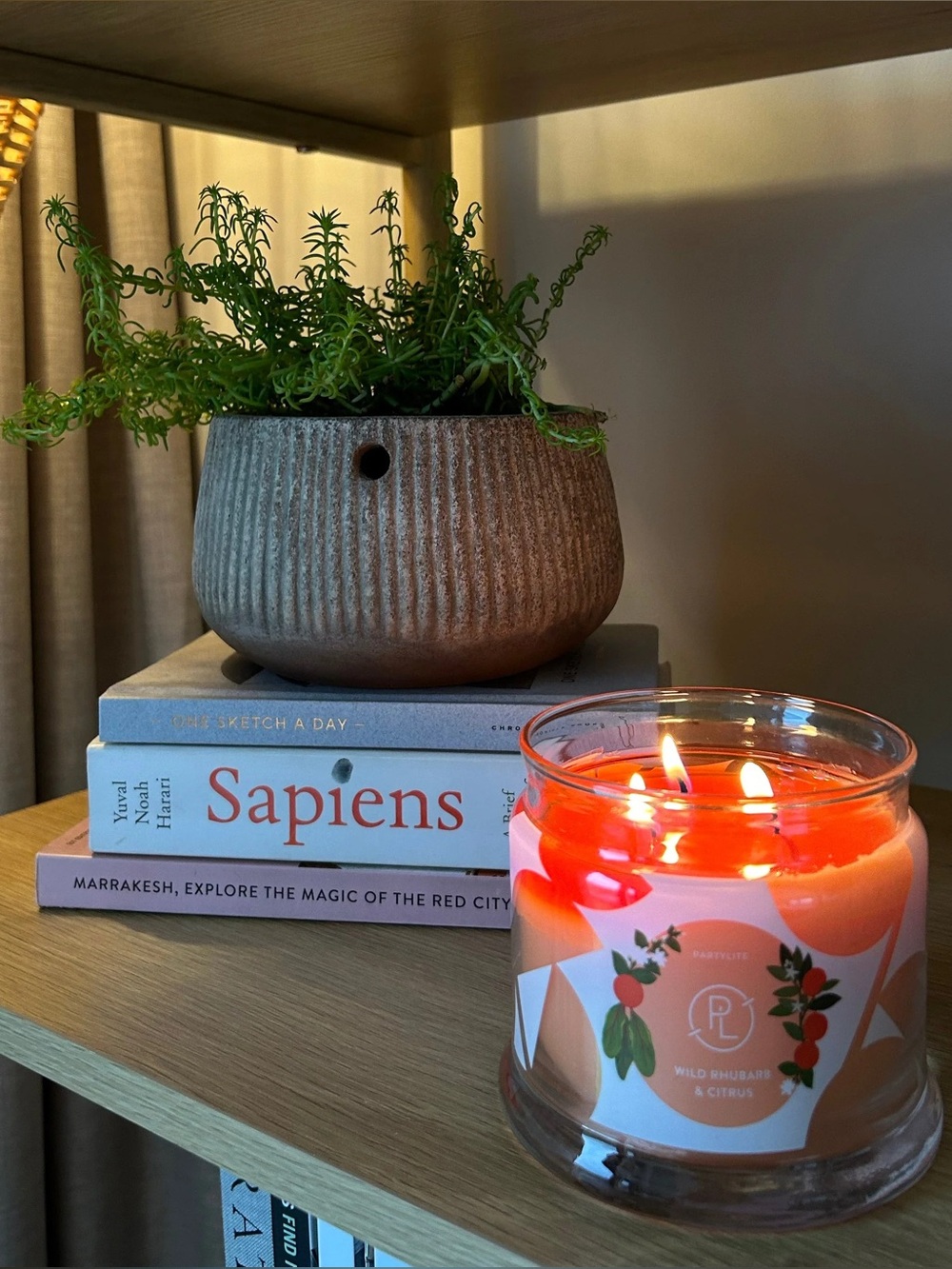 Partylite 3-wick Orange Wild Rhubarb and Citrus Jar Candle Sandalwood And Orange